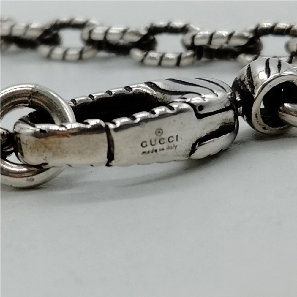 Gucci GG 925 Sterling Silver Necklace GG Interlocking Pendant Authentic - Picture 5 of 10
